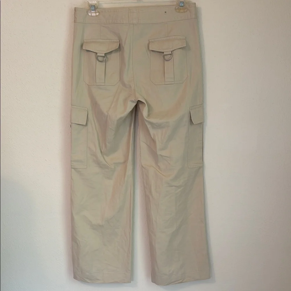 Banana Republic Women’s Wide Leg Cargo Khaki Beige Pants Sz 8 Cotton/Linen Blend
